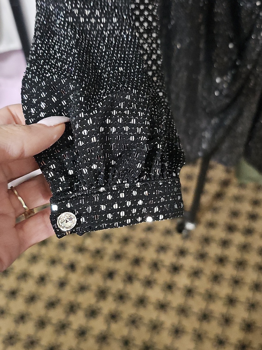 Elan Sparkle Wrap Mini Dress in Black Knee Length - Picture 4 of 6